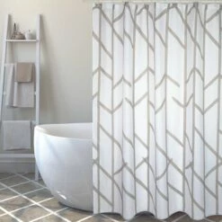 Rideau De Douche MSV Tree Gris 180cm - Gris -Promos MSV Magasin 26844658 3