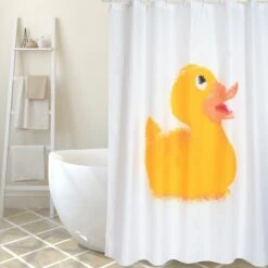 Rideau De Douche MSV Duck Jaune 180cm - Multicolore