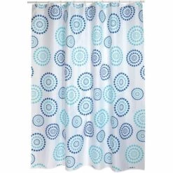Rideau De Douche MSV Dots Bleu 180cm - Bleu