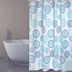 Rideau De Douche MSV Dots Bleu 180cm - Bleu -Promos MSV Magasin 26844812 3