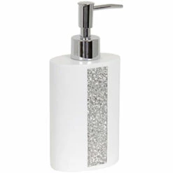 MSV Distributeur De Savon En Polyrésine Avec Cristaux LUANDA - Blanc