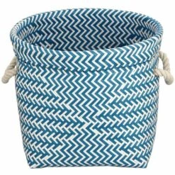 MSV Panier Salle De Bain Polypropylène Ø32 Bleu Et Blanc X 27 Cm