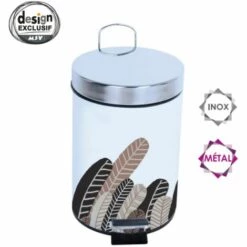 MSV Poubelle à Pédale PLUMAS VINTAGE Inox 3L Marron & Blanc - Marron 7 MSV Poubelle à Pédale PLUMAS VINTAGE Inox 3L Marron & Blanc - Marron -Promos MSV Magasin 29457892 3