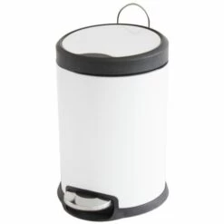 MSV Poubelle à Pédale Inox 3L Blanc - Blanc