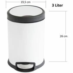 MSV Poubelle à Pédale Inox 3L Blanc - Blanc 7 MSV Poubelle à Pédale Inox 3L Blanc - Blanc -Promos MSV Magasin 29457898 4