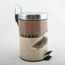 MSV Poubelle à Pédale Inox 3L Cottage Sepia - Multicolor