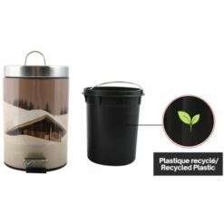 MSV Poubelle à Pédale Inox 3L Cottage Sepia - Multicolor -Promos MSV Magasin 29457899 5