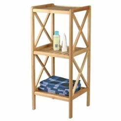 MSV Etagère Meuble De Rangement 3 Niveaux En Bambou - Marron