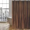 MSV Rideau De Douche Polyester 180x200cm Chocolat - Anneaux Inclus - Marron