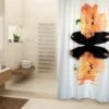 MSV Rideau De Douche Polyester MANILA 180x200cm Motifs Orange & Blanc - Anneaux Inclus - Multicolor
