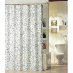 MSV Rideau De Douche Polyester 180x200cm Galets Gris - Anneaux Inclus - Gris