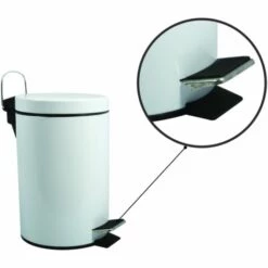 MSV Poubelle à Pédale Inox 5L Blanc - Blanc -Promos MSV Magasin 29458049 4