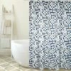 MSV Rideau De Douche Polyester MOSAIKO 180x200cm QUALITÉ PREMIUM Bleu & Beige - Anneaux Inclus - Bleu