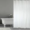 MSV Rideau De Douche Polyester 180x200cm Blanc - Anneaux Inclus - Blanc