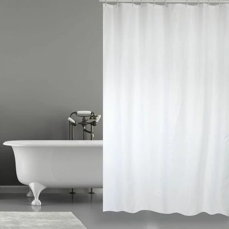 MSV Rideau De Douche Polyester 180x200cm Blanc - Anneaux Inclus - Blanc 1 MSV Rideau De Douche Polyester 180x200cm Blanc - Anneaux Inclus - Blanc