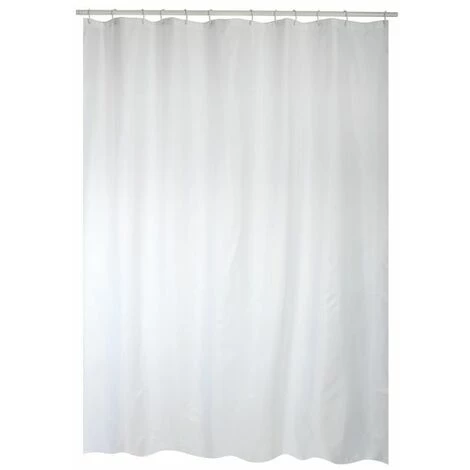 MSV Rideau De Douche Polyester 180x200cm Blanc - Anneaux Inclus - Blanc 2 MSV Rideau De Douche Polyester 180x200cm Blanc - Anneaux Inclus - Blanc – Image 2