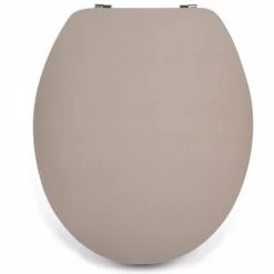 MSV Abattant WC MDF Finition Brillante Taupe - Charnières Inox - Taupe