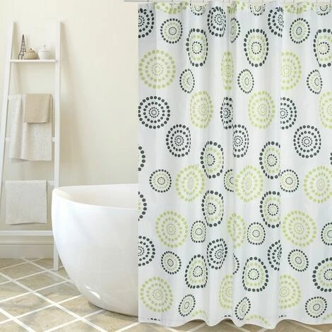 MSV Rideau De Douche Polyester DOTS 180x200cm QUALITÉ PREMIUM Vert - Anneaux Inclus - Vert 1 MSV Rideau De Douche Polyester DOTS 180x200cm QUALITÉ PREMIUM Vert - Anneaux Inclus - Vert