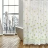 MSV Rideau De Douche Polyester SEA SNAILS 180X200cm QUALITÉ PREMIUM Vert & Blanc - Anneaux Inclus - Vert