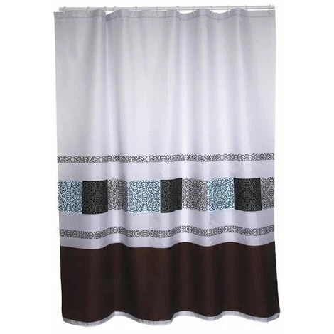 MSV Rideau De Douche Polyester DELHI 180x200 QUALITÉ PREMIUM Marron - Anneaux Inclus - Marron 2 MSV Rideau De Douche Polyester DELHI 180x200 QUALITÉ PREMIUM Marron - Anneaux Inclus - Marron – Image 2