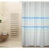 MSV Rideau De Douche Polyester SEAUVILLE PASTEL 180x200cm QUALITÉ PREMIUM Bleu & Blanc - Anneaux Inclus - Bleu