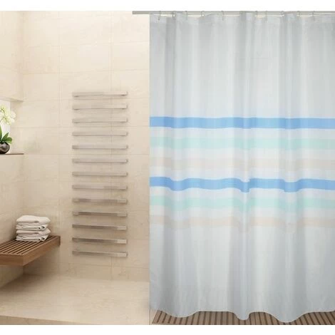 MSV Rideau De Douche Polyester SEAUVILLE PASTEL 180x200cm QUALITÉ PREMIUM Bleu & Blanc - Anneaux Inclus - Bleu 1 MSV Rideau De Douche Polyester SEAUVILLE PASTEL 180x200cm QUALITÉ PREMIUM Bleu & Blanc - Anneaux Inclus - Bleu