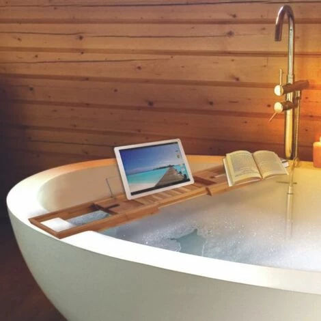 MSV Pont De Baignoire Extensible Bambou - Marron 2 MSV Pont De Baignoire Extensible Bambou - Marron – Image 2