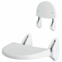MSV Siège De Douche Mural Rabattable ABS & Inox Blanc - Max 120kg - Blanc