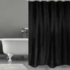 MSV Rideau De Douche Polyester 180x200cm Noir - Anneaux Inclus - Noir