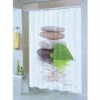 MSV Rideau De Douche Polyester LINGGA 180x200cm Motif Pierres - Anneaux Inclus - Multicolor