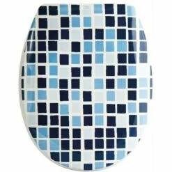 MSV Abattant WC Thermo Dur MOSAIKO Bleu & Blanc - Charnières PS - Bleu