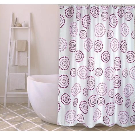 MSV Rideau De Douche Polyester DOTS 180x200cm QUALITÉ PREMIUM Violet - Anneaux Inclus - Violet 1 MSV Rideau De Douche Polyester DOTS 180x200cm QUALITÉ PREMIUM Violet - Anneaux Inclus - Violet