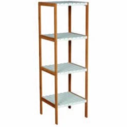 MSV Etagère Meuble De Rangement 4 Niveaux Bambou & MDF Blanc - Blanc