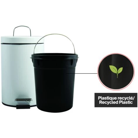 MSV Poubelle à Pédale Inox 3L Blanc - Blanc 3 MSV Poubelle à Pédale Inox 3L Blanc - Blanc – Image 3
