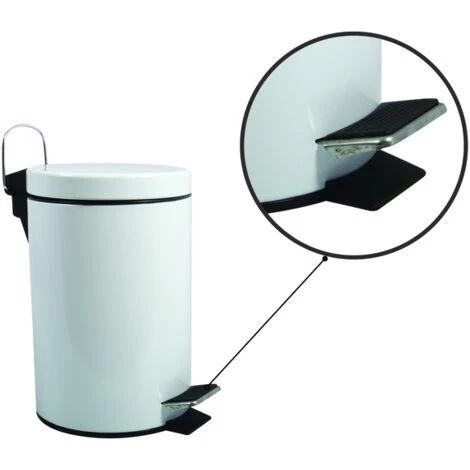 MSV Poubelle à Pédale Inox 3L Blanc - Blanc 4 MSV Poubelle à Pédale Inox 3L Blanc - Blanc – Image 4