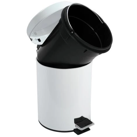 MSV Poubelle à Pédale Inox 3L Blanc - Blanc 5 MSV Poubelle à Pédale Inox 3L Blanc - Blanc – Image 5