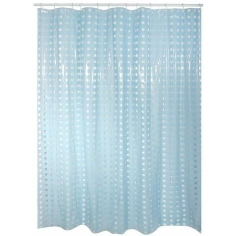 MSV Rideau De Douche PVC 180x200cm Bleu Clair - Anneaux Inclus - Bleu 3 MSV Rideau De Douche PVC 180x200cm Bleu Clair - Anneaux Inclus - Bleu – Image 3