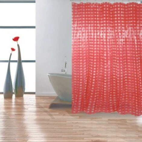 MSV Rideau De Douche PVC 180x200cm Rouge - Anneaux Inclus - Rouge 1 MSV Rideau De Douche PVC 180x200cm Rouge - Anneaux Inclus - Rouge