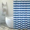 MSV Rideau De Douche Polyester MARINERA 180x200cm QUALITÉ PREMIUM Bleu Marine & Blanc - Anneaux Inclus - Bleu