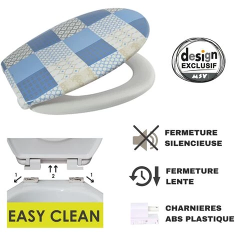 MSV Abattant WC Thermo Dur EFFET CERAMIQUE Céramique Bleu - Charnières PS - Bleu 2 MSV Abattant WC Thermo Dur EFFET CERAMIQUE Céramique Bleu - Charnières PS - Bleu – Image 2