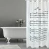 MSV Rideau De Douche Polyester VIVALDI 180x200cm QUALITÉ PREMIUM Noir & Blanc - Anneaux Inclus - Noir