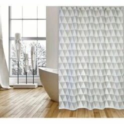 MSV Rideau De Douche Polyester NAROK 180X200cm QUALITÉ PREMIUM Gris & Blanc - Anneaux Inclus - Gris