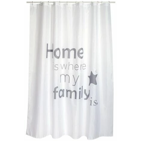 MSV Rideau De Douche Polyester HOME 180x200cm QUALITÉ PREMIUM Gris & Blanc - Anneaux Inclus - Gris 2 MSV Rideau De Douche Polyester HOME 180x200cm QUALITÉ PREMIUM Gris & Blanc - Anneaux Inclus - Gris – Image 2