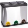 MSV Poubelle à Pédale Tri Sélectif Inox 3 Bacs 8Lx3 - Gris