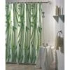 MSV Rideau De Douche Polyester 180x200cm Bambou Vert - Anneaux Inclus - Vert