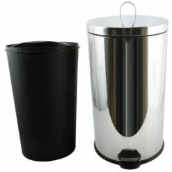 MSV Poubelle à Pédale Inox 45L Miroir - Gris -Promos MSV Magasin 29458550 3
