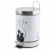MSV Poubelle à Pédale Inox CHAT 3L Noir & Blanc - Blanc