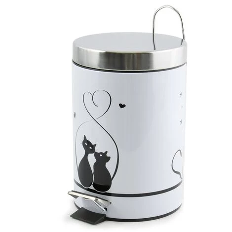 MSV Poubelle à Pédale Inox CHAT 3L Noir & Blanc - Blanc 1 MSV Poubelle à Pédale Inox CHAT 3L Noir & Blanc - Blanc