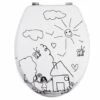 MSV Abattant WC MDF JARDIN D'ENFANTS Noir & Blanc - Charnières Inox - Noir