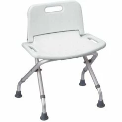 MSV Siège De Douche Pliable Avec Dossier - Max 100kg - Blanc